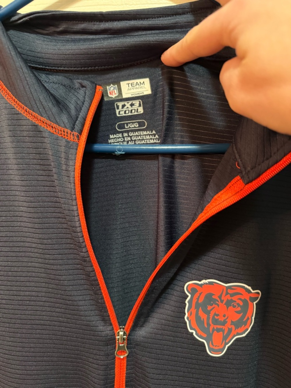 Womens Chicago Bears Navy & Orange lightweight cool tx3 Half-Zip Pullover large - Picture 2 of 3
